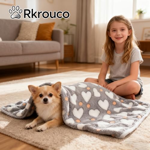 Three Piece Pet Blanket Set for Dogs Cats Soft Comfy Puppy and Kittens Bed Blanket Fluffy Fleece Pets Throw with Cute Patterns (Medium 30x20.5 inch, Gray) - color: Gray, size: Medium-30x20.5 Inch