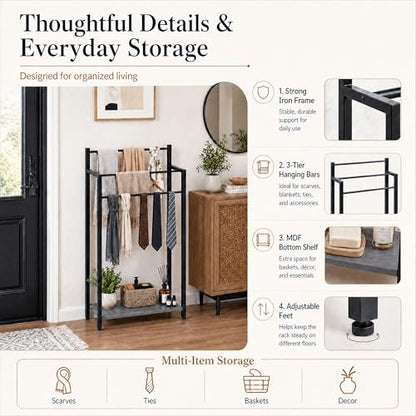 Freestanding Towel Rack, 3 Tier Blanket Ladder Stand with Oak Grey Wooden Shelf for Bathroom Living Room (31.5" H x 16.9" W x7.9 D) - color: Oak Grey, size: 31.5"H x 16.9"W x7.9"D