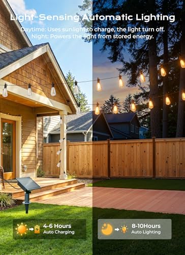 Brightown 202FT Solar String Lights Outdoor Waterproof, Patio Lights with Remote and 65+2 LED Shatterproof Bulbs, Dimmable & Timable, 3 Light Modes, Solar Lights Outdoor for Yard Camping Party Outside - size: 202FT(65 Sockets)