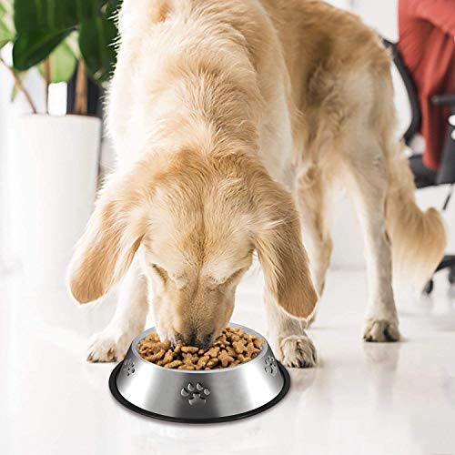 YUDANSI 2 Stainless Steel Dog Bowls, Dog Feeding Bowls for Large Dogs, Anti-Turnover Pet Dish with Rubber Base, Medium and Large Pet Feeder Food Water Plate (XL-51oz) - size: XL-51oz