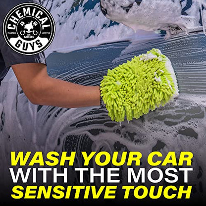 Chemical Guys, Chenille Premium Scratch-Free Microfiber Wash Mitt, Lime Green, 9.6" x 2.3" x 7" (3 Pack) - MIC49303 - size: 3 Pack
