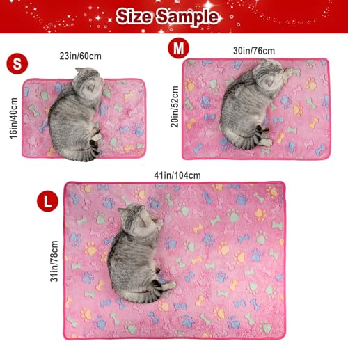 Dono 1 Pack 3 Dog Blankets, Soft Fluffy Fleece Pet Blanket Warm Sleep Mat Paw Print Design Puppy Kitten Throw Blanket Doggy Mat, Blanket for Dogs - color: Brown/Pink/Purple, size: Medium(30*20")