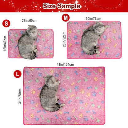 Dono 1 Pack 3 Dog Blankets, Soft Fluffy Fleece Pet Blanket Warm Sleep Mat Paw Print Design Puppy Kitten Throw Blanket Doggy Mat, Blanket for Dogs - color: Brown/Pink/Purple, size: Medium(30*20")
