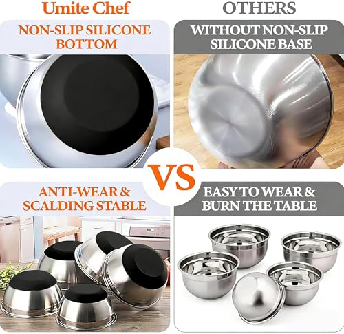 Thickened Heavy-Duty 26pcs Stainless Steel Bowl, Mixing Bowl Set with Lid, Grater Attachment, Non-Slip Bottom and Kitchen Gadget Set, Sizes 7, 4, 2.5, 2.0, 1.5, 1QT, Ideal for Mixing and Serving - color: Carbon Black