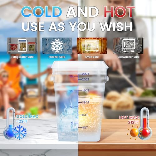 4 Pack Clear Food Storage Containers with Lids and Handles Polycarbonate Square Commercial Food Containers, NSF (22Qt) - color: 22Qt