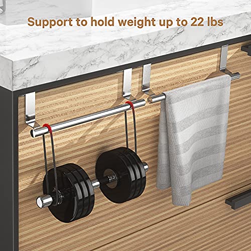 Stainless Steel Over Door Towel Rack Bar Holders for Universal Fit on Over Cabinet Cupboard Doors 2 Pack (Sliver) - color: Sliver