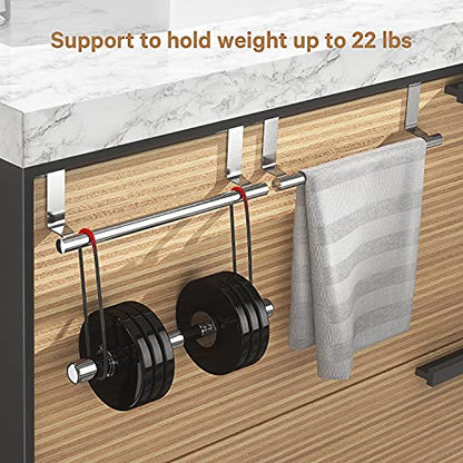 Stainless Steel Over Door Towel Rack Bar Holders for Universal Fit on Over Cabinet Cupboard Doors 2 Pack (Sliver) - color: Sliver