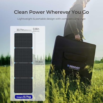 Renogy 800 Watt Solar Panel Suitcase, Dual 400W Portable Foldable Solar Panels for Power Station, RV Camping, Off-Grid Blackouts, 23% High Efficiency, Fast Installation w/Sturdy Kickstands, IP67 - size: 800W(2PC 400W)