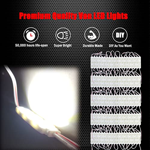 Ampper 12V 300 LEDs Interior Van Lights, LED Ceiling Lights for Van RV Boats Caravans Trailers and More (100 Modules, White) - size: 300 LEDs