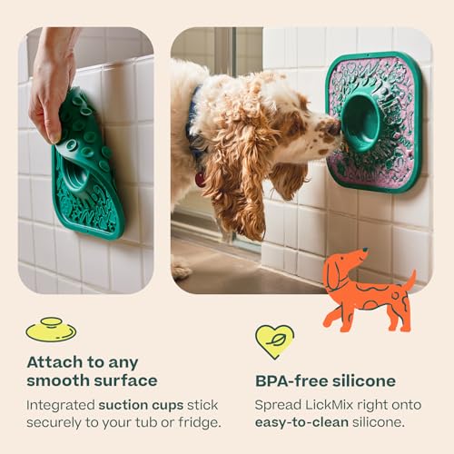 WOOF LickMat - Easy-to-Clean Lick Mat for Dogs - Slow Feeder Mat with Non-Slip Design - BPA-Free Silicone Lick Mat - Interactive Dog Toys - Green - color: Forest Green