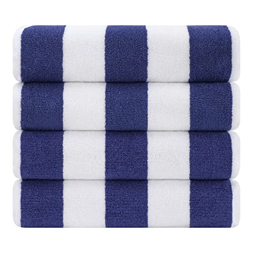 Cotton Paradise, Cabana Stripe Beach Towels 4 Packed, 30x60 inches Extra Large Pool Towels, Soft Absorbent Quick Dry, Navy Blue - color: Navy Blue