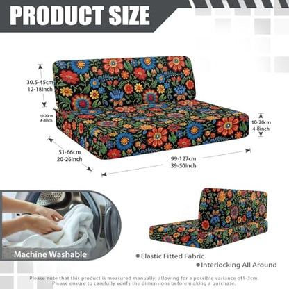 Flowewr Leaf Print Rv Sofa Cover Camper Dinette Cushion Covers, RV Cushion Slipcover Stretch Sofa Chair Cover Furniture Protector for RV Camper for Women - color: Flowewr Leaf Print