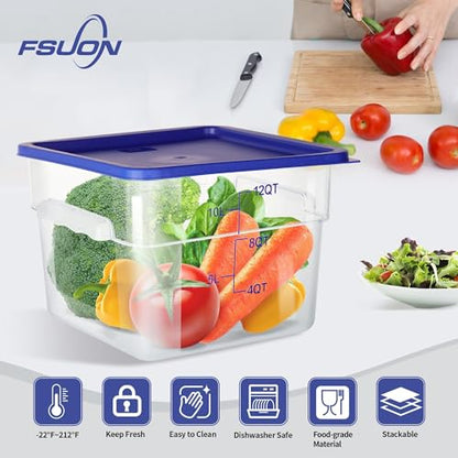 4 Pack Clear Food Storage Containers with Lids and Handles Polycarbonate Square Commercial Food Containers, NSF (12Qt) - color: 12Qt