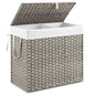 DUMOS Wicker Laundry Basket with Lid, 110L Woven Laundry Hamper with Handles, Foldable Rattan Clothes Hamper with Removable Liner & Sturdy Steel Frame, Dove Gray - color: Dove Gray, size: 110L