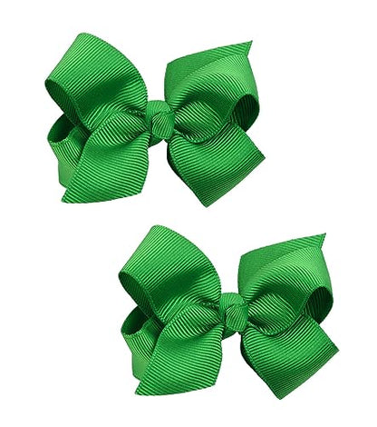 Baby Girl's 2Pcs Cute 3 Inch Pure Color Bow-knot Hair Clip for Photography Travel Daily Life (Christmas Green) - color: Christmas Green