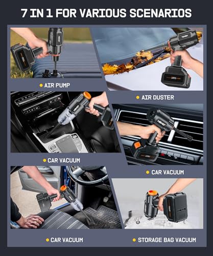 MBNGF Car Vacuum Portable Cordless,35000PA High Power Suction & Blower, Handheld Vacuum Cleaner for Car, Home, Desktop, Keyboard,Birthday Gifts for Men Dad Husband(Midnight Black)