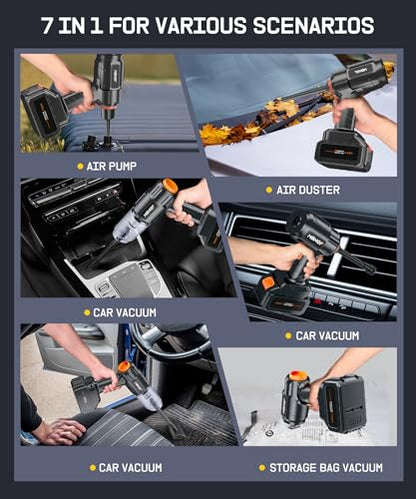 MBNGF Car Vacuum Portable Cordless,35000PA High Power Suction & Blower, Handheld Vacuum Cleaner for Car, Home, Desktop, Keyboard,Birthday Gifts for Men Dad Husband(Midnight Black)