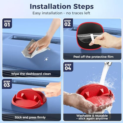 Loncaster Car Phone Holder, Car Phone Mount Silicone Car Pad Mat for Various Dashboards, Slip Free Desk Phone Stand Compatible with iPhone, Samsung, Android Smartphones, GPS Devices and More (Red) - color: Red