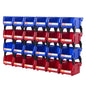 VEVOR Plastic Storage Bins 24 Pack (5 x 4 x 3-Inch), Hanging Stackable Storage Organizer Bins, Heavy Duty Stacking Containers for Closet, Garage, Office, or Small Parts Organization - style: Red&Blue-24PC-1L