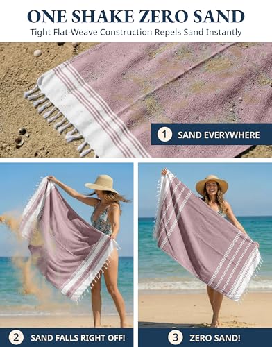 LANE LINEN Beach Towels for Women, 2 Pack Large Beach Towels Oversized, Pre-Washed, No-Shrink Sand Free, Quick Dry, Lightweight Travel Towel, Soft Beach Bath Towel, 39"x71" - Fired Brick - color: 41: Fired Brick, size: Pack of 2
