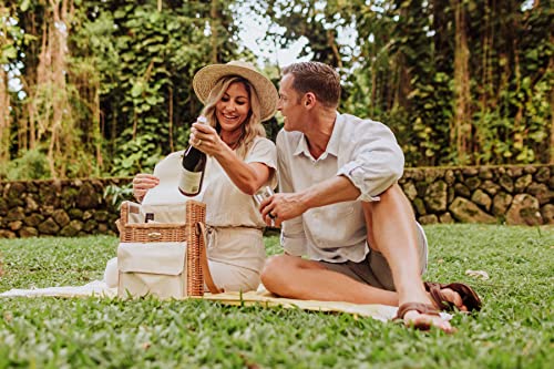 PICNIC TIME Corsica Wine and Cheese Picnic Basket, 2-Bottle Wine Tote Bag, Gift for Wine Lovers, (Beige Canvas) - size: 9.75 x 6.5 x 13.75, style: Corsica Wine & Cheese Picnic Basket, 2-Bottle Wine Carrier