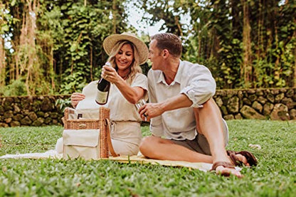PICNIC TIME Corsica Wine and Cheese Picnic Basket, 2-Bottle Wine Tote Bag, Gift for Wine Lovers, (Beige Canvas) - size: 9.75 x 6.5 x 13.75, style: Corsica Wine & Cheese Picnic Basket, 2-Bottle Wine Carrier