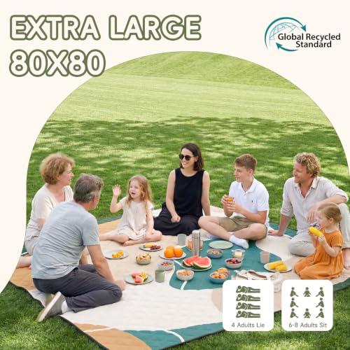 Genovega Waterproof Beach Blanket Picnic Outdoor Mat Rug Adult Men Guy Him Brother Dad Boyfriend Uncle Niece Best Friend Friendship Grandpa Grandfather Husband Son in Law Happy Birthday Unique Gift - color: Wave Yellow