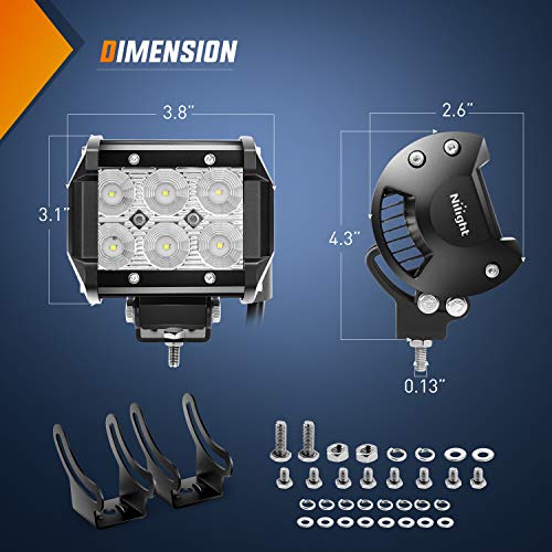 Nilight 12 Inch 72W Spot Flood Combo Led Light Bar 2Pcs 4Inch 18W Flood LED Pods Fog Lights Off Road with Wiring Harness Kit-3 Leads for Van Camper Car Pickup Golf Cart ATV UTV SUV Truck Boat 4x4 - color: 12 Inch 72W Light + 2 Pods + Wiring Harness, size: