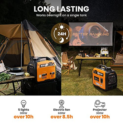 maXpeedingrods 3400 Watt Portable Inverter Generator Gas Powerd, Compact and Lightweight RV Ready Generator for Outdoor Camping, Home Backup - style: MXR3500+Gas+Recoil Start
