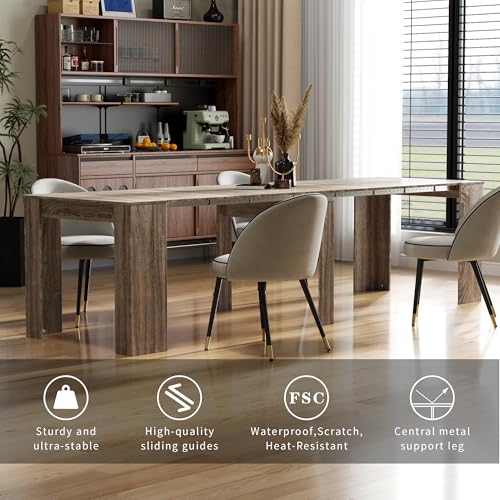 Extendable Dining Table, Transformer Extra Console Table for 1-12 People, Folding Space Saving Dining Room Table for Homes, Apartments, Oak - color: A2 Oak