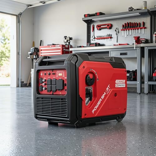 PowerSmart 4800W Portable Inverter Generator,Parallel Ready&Electric Start Super Quite Gas Powered,RV Ready with 30A Outlet, EPA & CARB Compliant for Home Backup, Camping,Portable Power Station