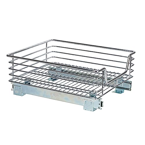 Household Essentials Glidez Chrome-Plated Steel Extended Depth 1-Tier Sliding Under Sink Cabinet Organizer, Chrome - size: 11.5" - Extended, style: Single Tier
