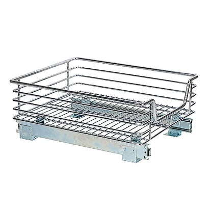 Household Essentials Glidez Chrome-Plated Steel Extended Depth 1-Tier Sliding Under Sink Cabinet Organizer, Chrome - size: 11.5" - Extended, style: Single Tier