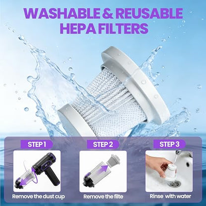Mini Cordless Car Vacuum Cleaner,15000PA Handheld Vacuum Cleaner,2-in-1 Air Duster and Vacuum Cleaner,Hand Held Vacuum with LCD Display,Multi-Nozzles,Portable Vacuum for Car,Home,Pet Hair,Office