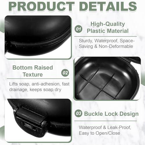 uxcell 2 Pcs Travel Soap Case, Portable Travel Soap Box Waterproof Holder Case, Airtight Dish Container with Lid for Shower Bathroom Outdoor Home Gym Hiking (Round, Black) - color: Black