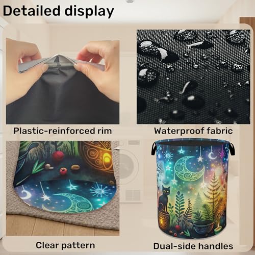 Gothic Black Cat Halloween Laundry Basket - Heavy Duty 60L Dirty Clothes Organizer, Water Resistant Foldable Hamper for Men Women - color: Gothic Black Cat Halloween