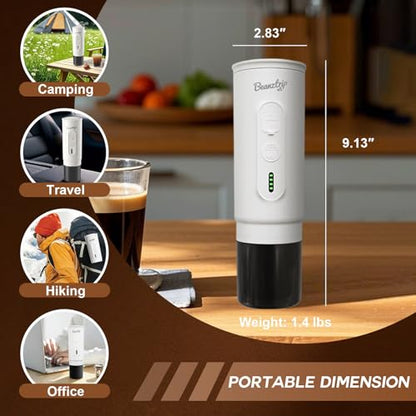 H02 PRO Portable Espresso Maker, Electric Coffee Machine for Travel, Espresso Machine Fits Ground Coffee & NS Capsule, 20Bar Mini Coffee Maker with Self-Heating, for Camping, Hiking, Office - color: White