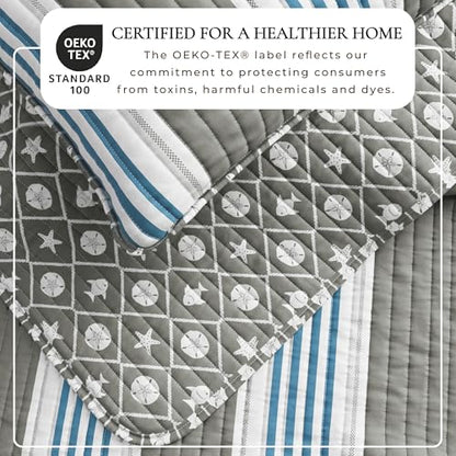Great Bay Home Coastal Quilt Set - 2-Piece Twin/Twin XL Size Stripe Bedding Set - Lightweight, All-Season, Reversible Bedspread (Coastal Stripe) - color: Coastal Stripe, size: Twin / Twin XL