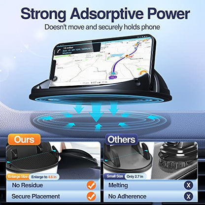 Loncaster Car Phone Holder, Car Phone Mount Silicone Car Pad Mat for Various Dashboards, Slip Free Desk Phone Stand Compatible with iPhone, Samsung, Android Smartphones, GPS Devices and More, Black - color: Black