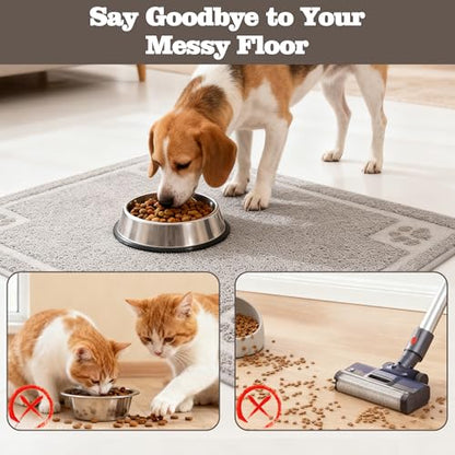 Darkyazi Pet Feeding Mat Large for Dogs and Cats,24"×16" Flexible and Easy to Clean Feeding Mat,Best for Non Slip Waterproof Feeding Mat. (Gray Sand) - color: Gray Sand