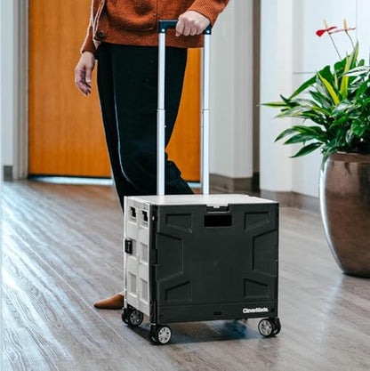 CleverMade Collapsible Wheeled Crate with Lid, 4-Wheels, Swivel and Glide Rolling Crate with Handle and Double Wheels, 55L, 100 lb Capacity, Cool Gray, Polypropylene (PP) - color: Cool Gray, size: 55L - 4 Wheels