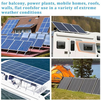 2 Set Adjustable Solar Panel Tilt Mount Bracket Aluminum Alloy Solar Panel Mounting Support up to 50 70 100 150 200 300 400 Watt Solar Panel for Flat Surface Roof RV Boat Off-Grid (Mount Only) Silver - color: SILVER-2SET