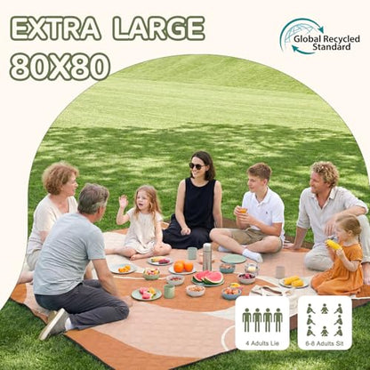 Genovega Waterproof Sandproof Beach Blanket Picnic Outdoor Camp Mat Rug Towel Family Trip Essentials Summer Vacation Must Have Travel Accessories Lake Day Stuff Thing Need Gear Gift Item Gadget - color: Wave Brown