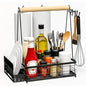 Grill Caddy with Plate Holder and 2Paper Towel Holder, Picnic BBQ Condiment Utensil Organizer Caddy for Outdoor Cooking, RV, Camping Essential, Camper Must Haves, Grilling Gifts