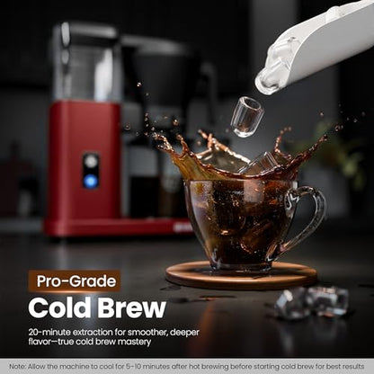 Kismile SCA-Certified 8 Cup Drip Coffee Maker, Pour Over Coffee Machine with 3s Instant Heat 197–205℉, Adjustable Flow Control, Removable Water Tank, Deep Cold Brew & 40 Min Keep Warm (Red) - color: Red