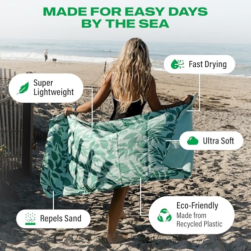 COR Surf Microfiber Beach Towel, Quick Dry Travel Towel with Mesh Bag, 62 x 30 Inch, Made from Recycled Materials (Kailua) - style: Kailua