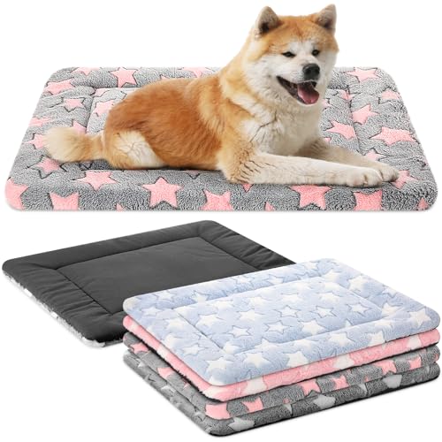 VitalCozy 4 Pcs Dog Crate Pads, Ultra Soft Warm Washable Anti-Slip Kennel Bed Mat for Pets, Reversible, Replaceable, Cage Liner for Small Medium Large Dogs and Cats(20 x 30 x 1.6 Inch,Star,Colorful) - color: Colorful, size: Rectangular 20 x 30 x 1.6 Inch
