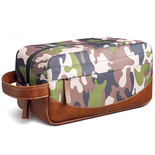 Travel Toiletry Bag for Men, Hanging Toiletry Organizer, Water Resistant Shaving Kit with Large Capacity for Travel Accessories (Camo-Bright Green, Medium) - color: Camo-Bright Green, size: Medium