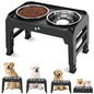 COMESOON Elevated Dog Bowls, 4 Height Adjustable Raised Bowl Stand with 2 Thick 50oz Stainless Steel Food Bowls Non-Slip Feeder Adjusts to 3.7'', 9.2'', 10.75'', 12.36'' Black, (DB-W01) - color: Black, size: 8" for Medium Dogs