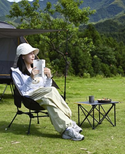 iClimb Ultralight Compact Camping Folding Beach Chair with Anti-Sinking Large Feet and Back Support Webbing (Black Grid- Square Frame) - color: Black Grid (Square Frame)